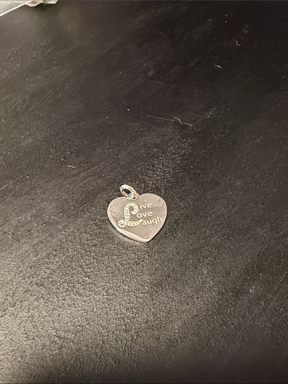 Heart Pendant Charm "Live Love Laugh" - Sterling Silver